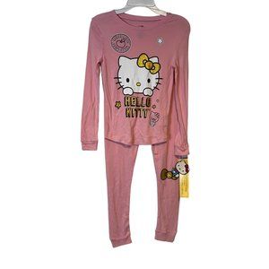Hello Kitty Pajamas Sleepwear Girls Large Size 10 Top Bottom Pants Pink Logo NEW